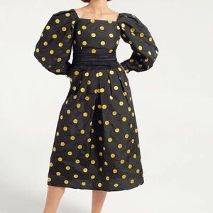 Elegant Black and Yellow Polka Dot Dress
